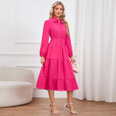Elegant Slim Elegant Tied Collar Dress Layer Cake A Line Dress